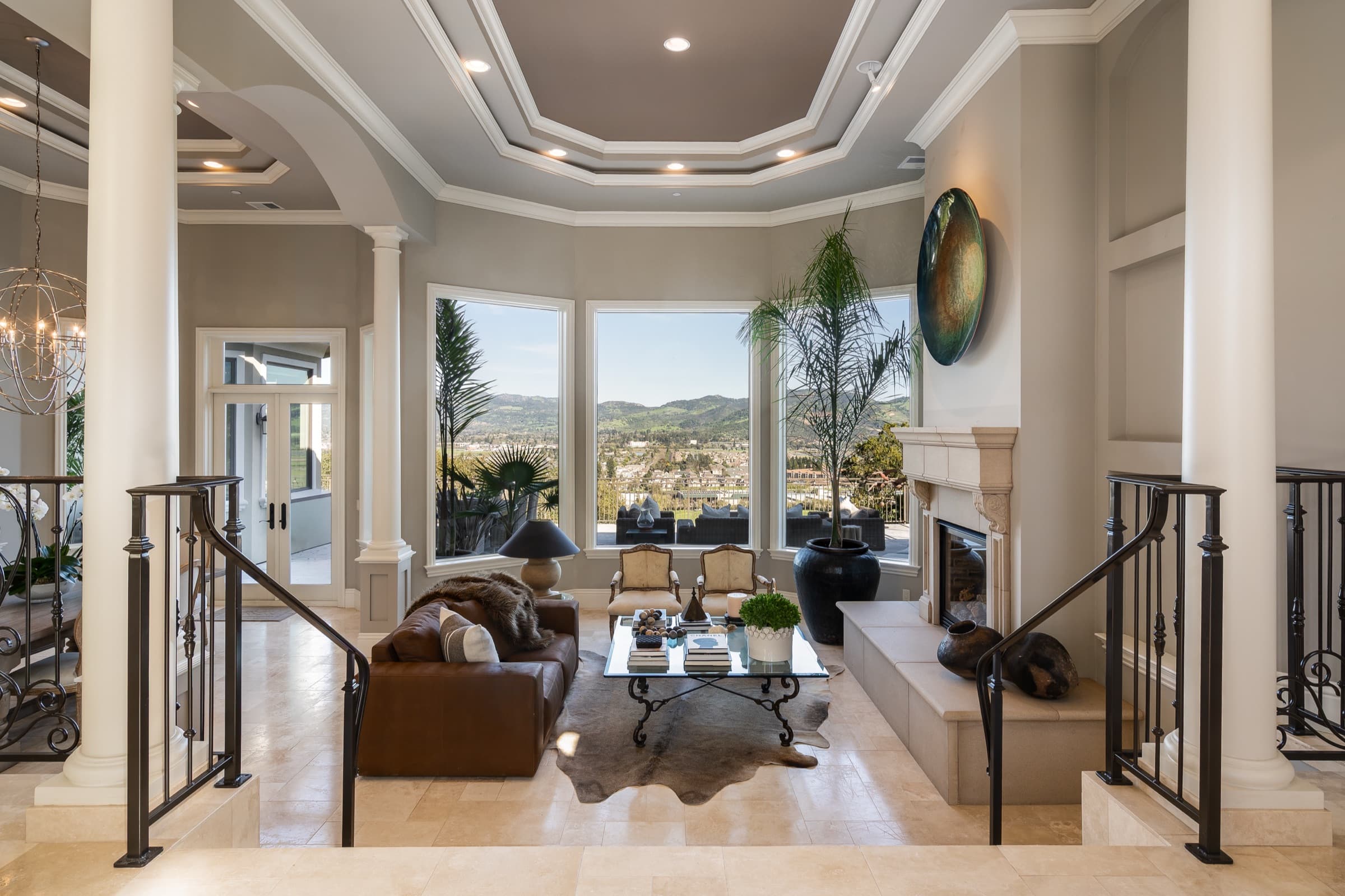 The entry hall and living room, 10 Canterbury Drive.