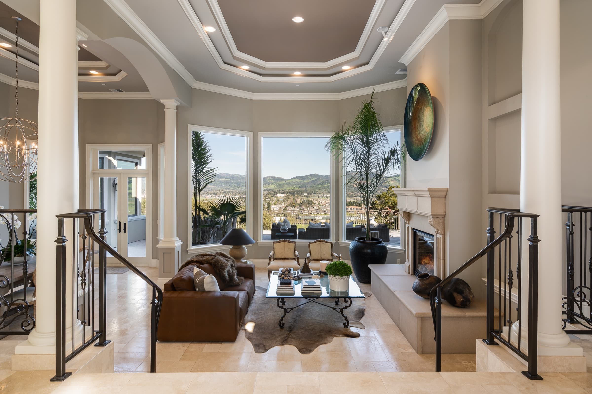 The entry hall and living room, 10 Canterbury Drive.