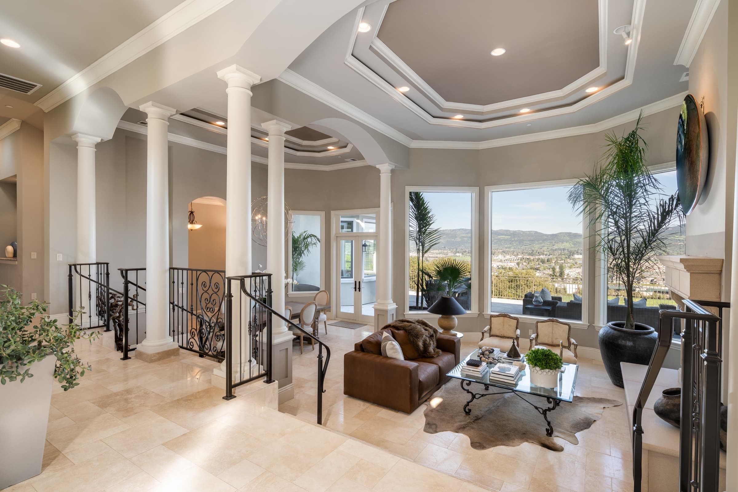 The entry hall and living room, 10 Canterbury Drive.