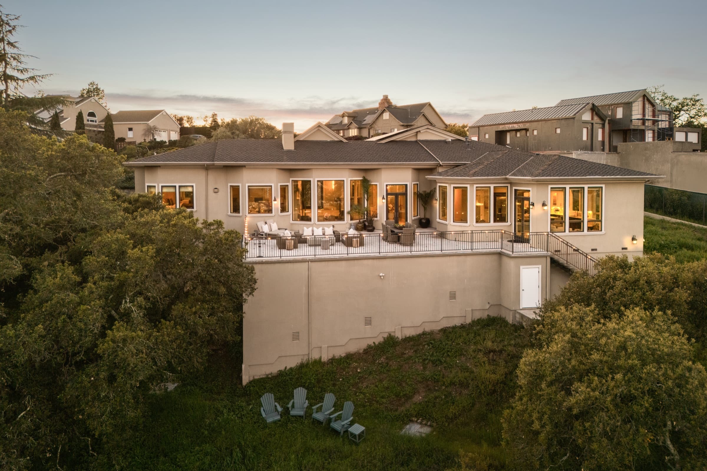 10 Canterbury Drive at twilight from above.